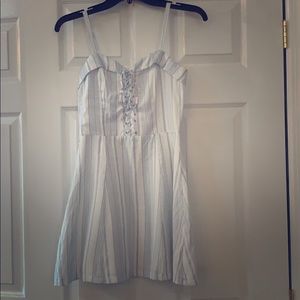 Superdown light blue and white stripped mini dress